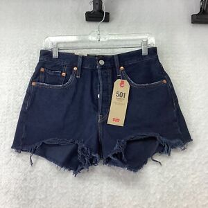 Levi's Women's Blue 501 High Rise 5 Pocket Design Cut Off Denim Shorts Size 28