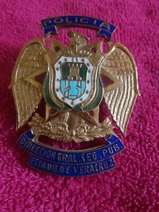 VTG 70' OBSOLETE MEXICAN POLICE BADGE ID POLICIA SEGURIDAD PUBLICA 3" VERACRUZ - Picture 1 of 5