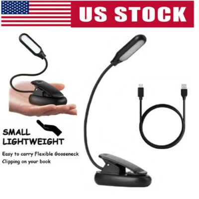 USB Rechargeable Small LED Reading Book Light W/ Flexible Clip Desk Table Lamp - Image 1 of 4