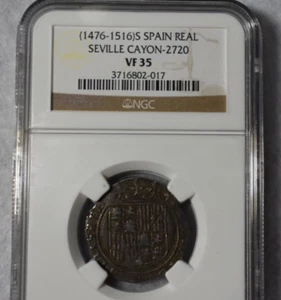 SPAIN REAL SEVILLE CAYON 1476-1516 NGC VF 35 SILVER COIN ( stock# 90) - Picture 1 of 3