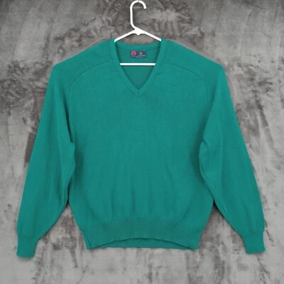 Isle of 棉毛衣 复古 美国制造 针织 绿色 VNeck 长袖 男式 XL — 第 1/4 张图片