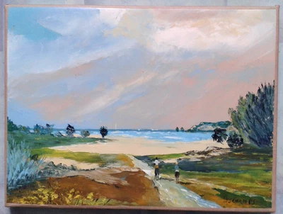 " Les Deux Cavaliers " Belle peinture signée DESCHAMPS - Photo 1/4