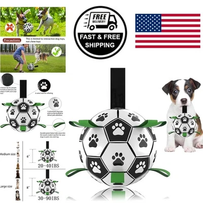 Interactive Dog Soccer Ball with Tug Features, Perfect for Puppies and Dogs - Image 1 of 4