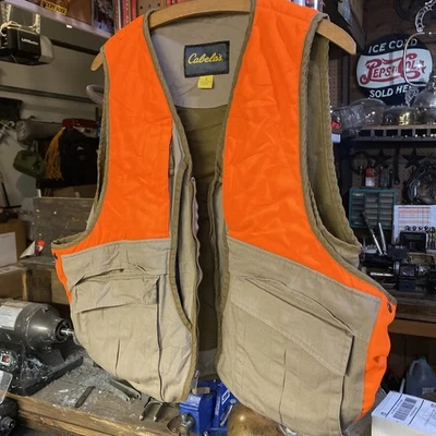Cabela's Hunting Vest Mens SP Tan Orange Safety Animal Storage Bird Duck Rabbit - Image 1 of 4