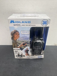 Midland GXT1000VP4 GMRS Walkie Talkie 2-Pack + Headsets and Charger - Zdjęcie 1 z 5