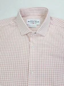 Cuello extendido Mizzen Main Sotavento Medio Alto Ajuste Hueso Blanco Rojo Cuadros para Hombres - Imagen 1 de 9