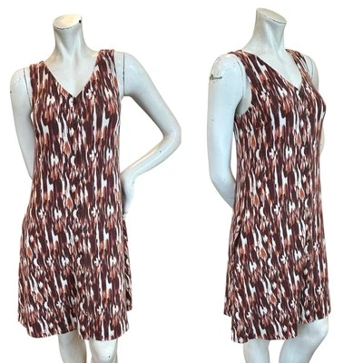 Garnet Hill White Orange Maroon Ikat Boho Button Down Sleeveless Dress Size XS - Image 1 of 4