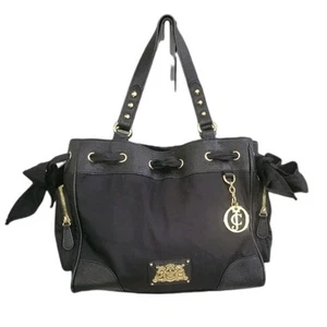 Juicy Couture Black Nylon Malibu Daydreamer Bag – Y2K Tote Purse with Bag Charm - Picture 1 of 14