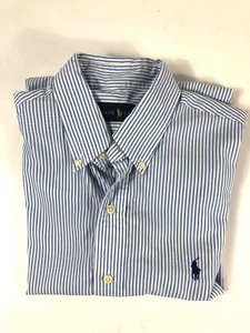 Ralph Lauren Men's Classic Fit Blue & White Pinstripe Button-Down Shirt Size S - Picture 1 of 9