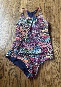 Athleta Girl Field Day Racerback One Piece Multicolor Swimsuit Size L - Picture 1 of 5