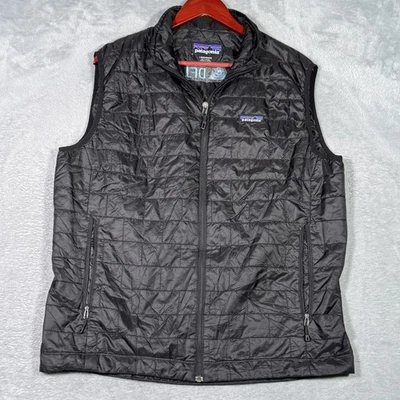 Chaleco Patagonia Para Hombres Grande Negro Nano Puff PrimaLoft Aislado Acolchado Exterior Foto 1 de 4