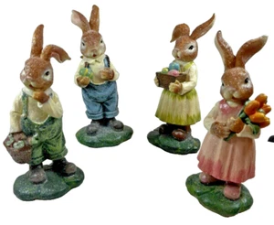 Set of 4 Pier 1 Glitter Bunny Rabbit 6.5" Country Table Figures - Spring Summer - Picture 1 of 8