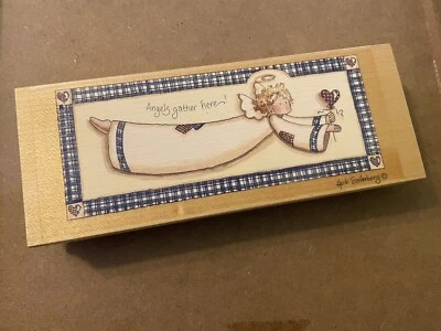 Vtg Angels Gather  #80278 Heidi Sattenberg  Large Wood Mounted Rubber Stamp RARE Foto 1 de 4