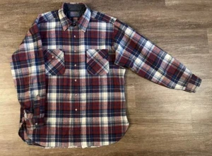 Pendleton Wool Blue & Red Plaid Shirt Mens XL VTG 60s Long Sleeve Pocket A26 - Picture 1 of 8