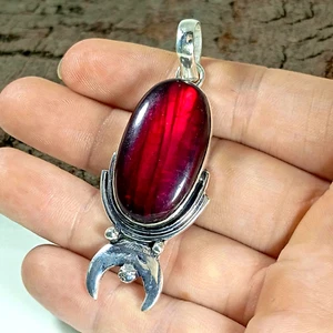 Red Fire Labradorite Gemstone Pendant 925 Sterling Silver Jewelry Pendant - Picture 1 of 8