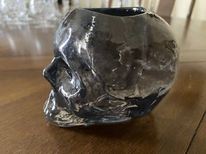 Kosta Boda Still Life Skull Smoked Glass Votive Candleholder - Picture 1 of 16
