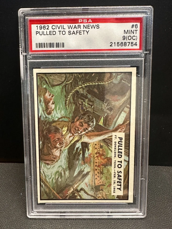 Pulled To Safety 1962 Civil War News Vintage Card #6 PSA 9 MINT (OC) Qualifier - Image 1 of 2