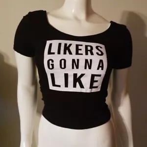 Bethany Mota Aeropostale Black "Likers Gonna Like" Crop Top Size S/P Summer Top - Picture 1 of 4
