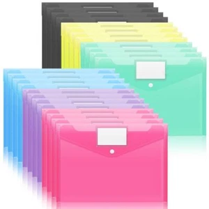 24PACK Plastic Envelopes Poly Envelopes with Snap Closure Colored File Folder... - Picture 1 of 7