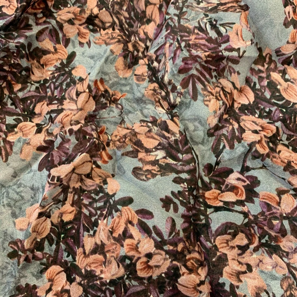 100% Alta Moda Silk Chiffon Grey/Pink  Floral 0.7m x 1.35m Remnant, Dress, E67 - Image 1 of 2