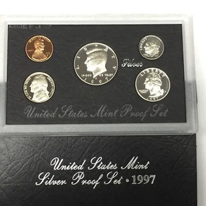 1997 US Mint Silver Proof Set 5 Piece Silver Set with Box & COA - Picture 1 of 3