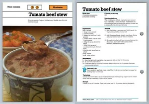 Tomato Beef Stew - Mains - Working Woman's 1980s Recipe Card - Picture 1 of 1