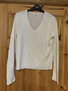 PETITE COLLECTION Ladies Cream V Neck Fine Knit Jumper Size 14 Petite - Picture 1 of 4
