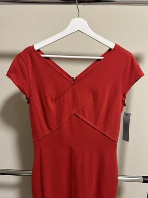 CLASSIQUES  ENTIER WOMEN'S  RED  VISCOSE BLEND CAP SLEEVE SHEATH  DRESS SIZE 6 - Image 1 of 4