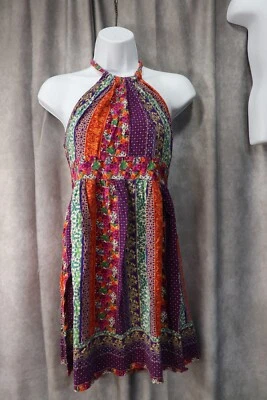 Twenty One Women's Multicolor Floral AOP Midi Spring Dress Tie Neck Size Small - Image 1 of 3