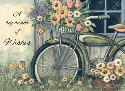 Cute GET WELL Card, Big Bunch of Wishes Bike Artist Susan Winget by Current® + ✉ - Image 1 of 4