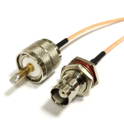 BNC female to UHF male pigtail cable RG316 15cm 6" for ham radio CCTV NEW - Image 1 of 3