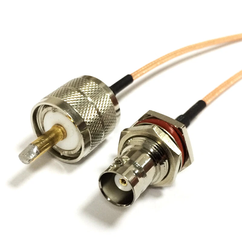 BNC female to UHF male pigtail cable RG316 15cm 6" for ham radio CCTV NEW - Image 1 of 3