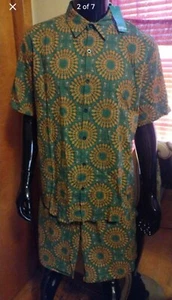 Men's Size XL Hawaiian 2 Piece Outfit Casual Bottom Down Shirt And Shorts By... - Picture 1 of 7