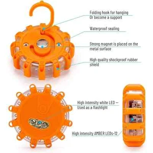 8X LED Road Flares Emergency Disc Safety Light Flashing Roadside Beacon Warning - Picture 1 of 3