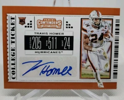 2019 PANINI CONTENDERS DRAFT PICKS COLLEGE TICKET AUTOGRAPH AUTO TRAVIS HOMER RC - Image 1 of 4