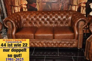 Chesterfield Exklusive Rochester   original 3Sitz Sofa  Luxus Leder Echt - Bild 1 von 22