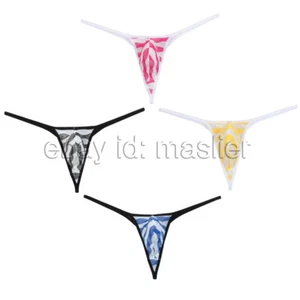Men's Sexy Bikini Striped Thongs Pouch Underwear G-strings Mini Underpants - Picture 1 of 10