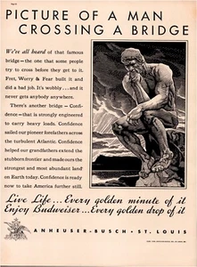 Print Ad Budweiser Beer 1939 Full Page Large Magazine 10.5"x13.5" - Picture 1 of 1