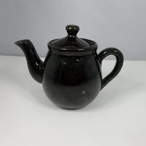 Tetera de esmalte marrón de una sola porción casa de campo núcleo vintage - Imagen 1 de 7