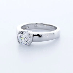1.25CT NATURAL DIAMOND D/SI1 ROUND CUT 14K WHITE GOLD CLASSIC SOLITAIRE RING - Picture 1 of 4