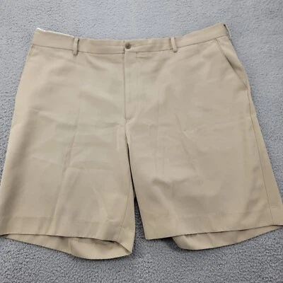 Pantalones Cortos de Golf Alan River Para Hombres 44 Tostado Caqui Chino Frente Plano Informal 9" Entrepierna Foto 1 de 4