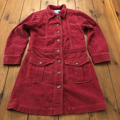 Vestido de pana rojo Children’s Place 6x-7 manga larga bolsillos con cuello a presión Foto 1 de 4