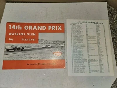 Vintage 1961 Watkins Glen 14th Grand Prix Program,Sports Car Road Races,New York - Image 1 of 4