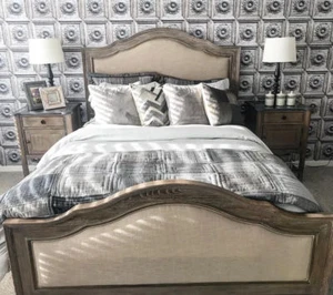 Rustic Vintage 3D Ravenswood Gray Brown Wood Ceiling Faux Panel Wallpaper Boho - Picture 1 of 9