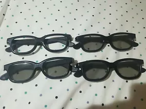 3D GLASSES Set of 4 Black Real 3 Dimension Movie TV Cosplay Dress Up Gag Gift - Picture 1 of 1