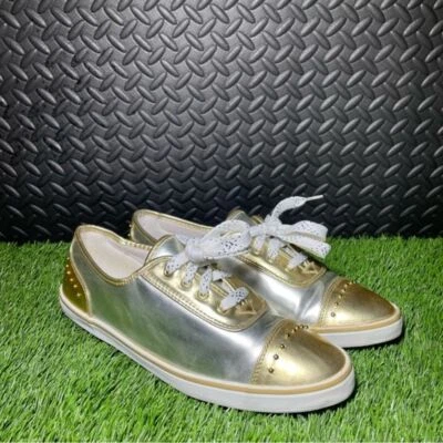 Zapatillas para mujer vintage años 90 Sebastino plateadas y doradas con tachuelas metálicas talla 10 Foto 1 de 4