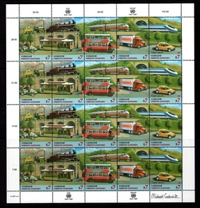 UN Unated Nations 1997 trains and vehicles miniature sheet MNH ** - Picture 1 of 1