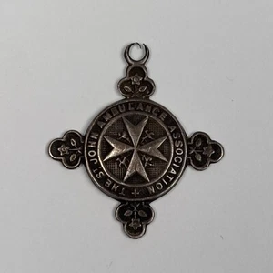 PRE WW2 ST JOHNS AMBULANCE SILVER FOB MEDAL HALLMARK BIRMINGHAM 1935 W D & S - Picture 1 of 4