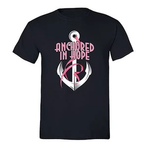 Anchor Breast Cancer awareness T-shirt Hope PINK Ribbon survivor support Tshirt - Picture 1 of 1