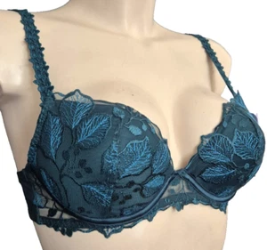 Simone Perele Lumineuse Pfau Grün 13L340 Push-UP Bügel-BH Gr.70C UK 32C Bestickt - Picture 1 of 6